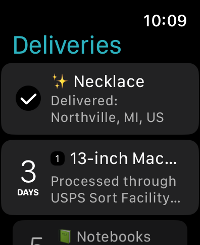 Deliveries for Apple Watch screenshot