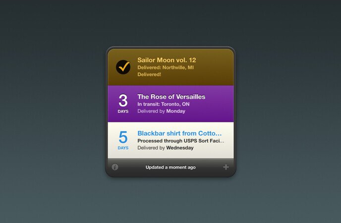 Delivery Status 6.3 Dashboard Widget screenshot