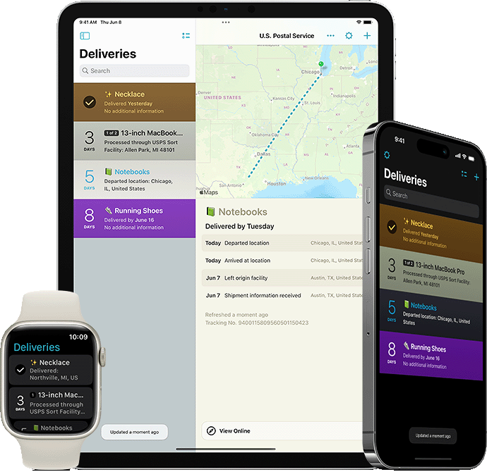 Deliveries for iPhone, iPad, and Apple Watch