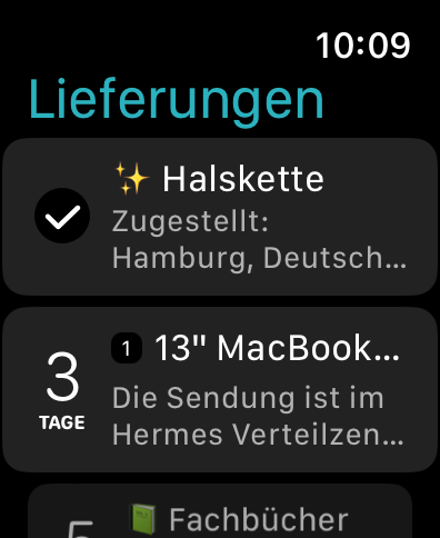 Deliveries for Apple Watch screenshot