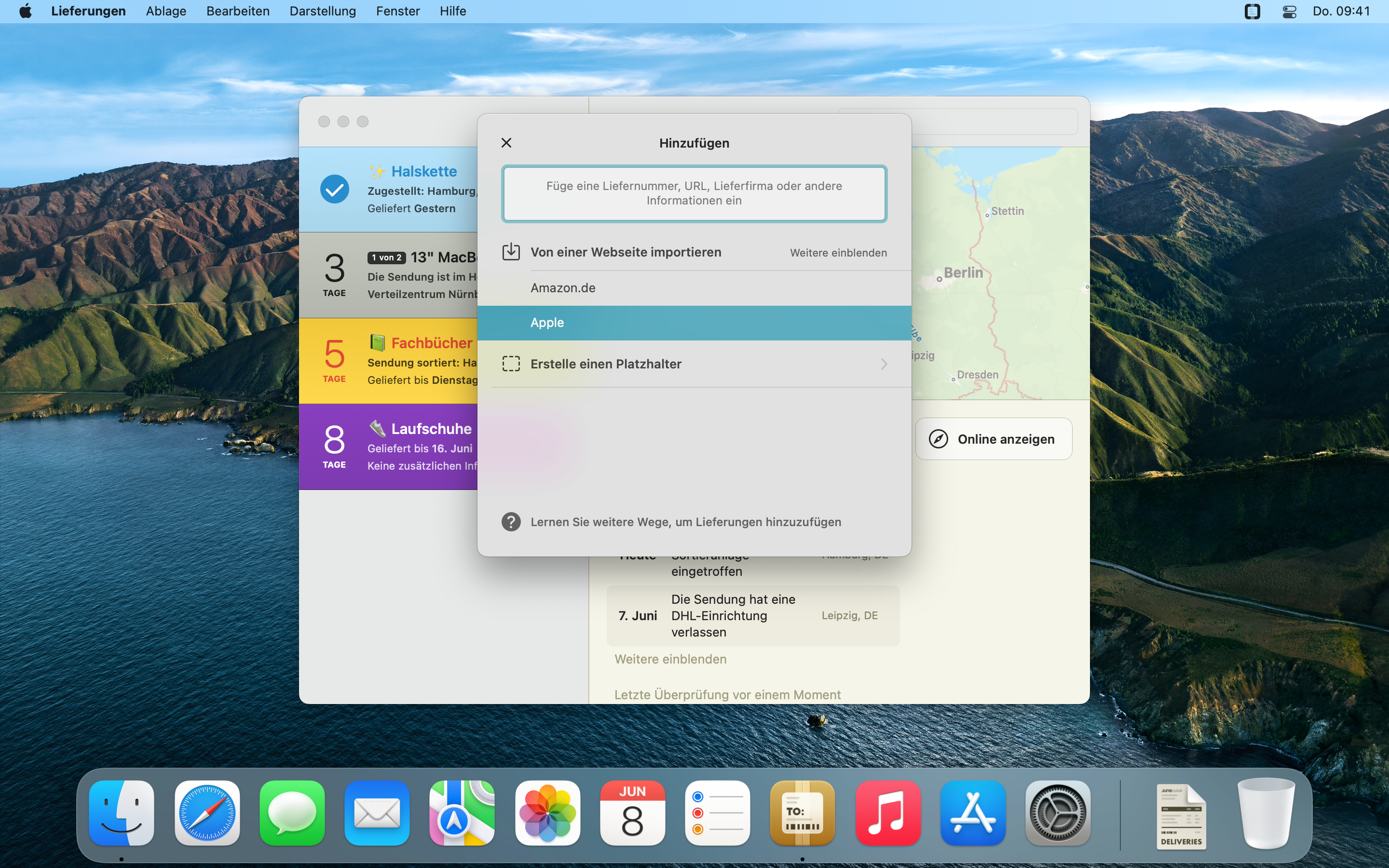 Deliveries for Mac screenshot