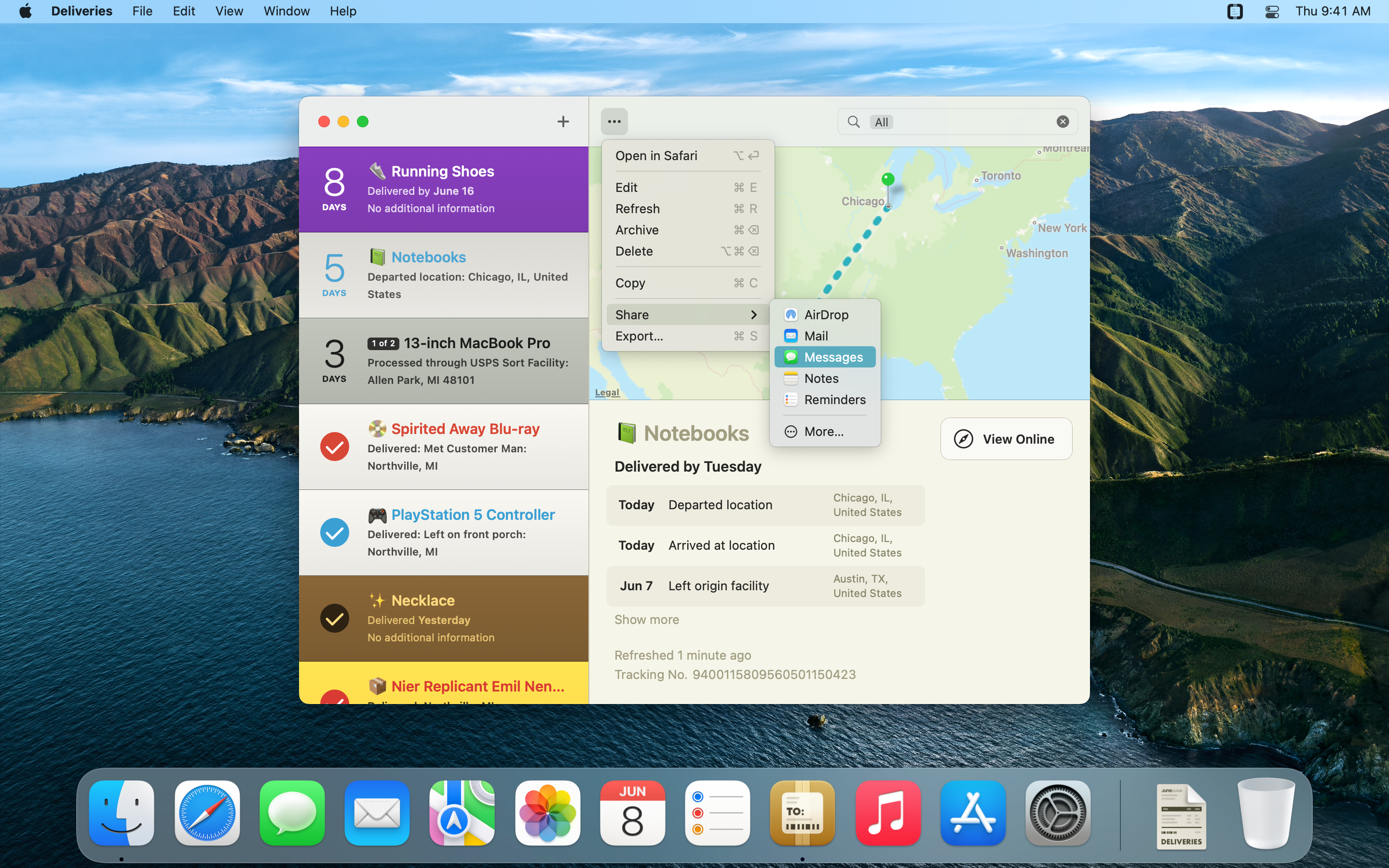 Deliveries for Mac screenshot